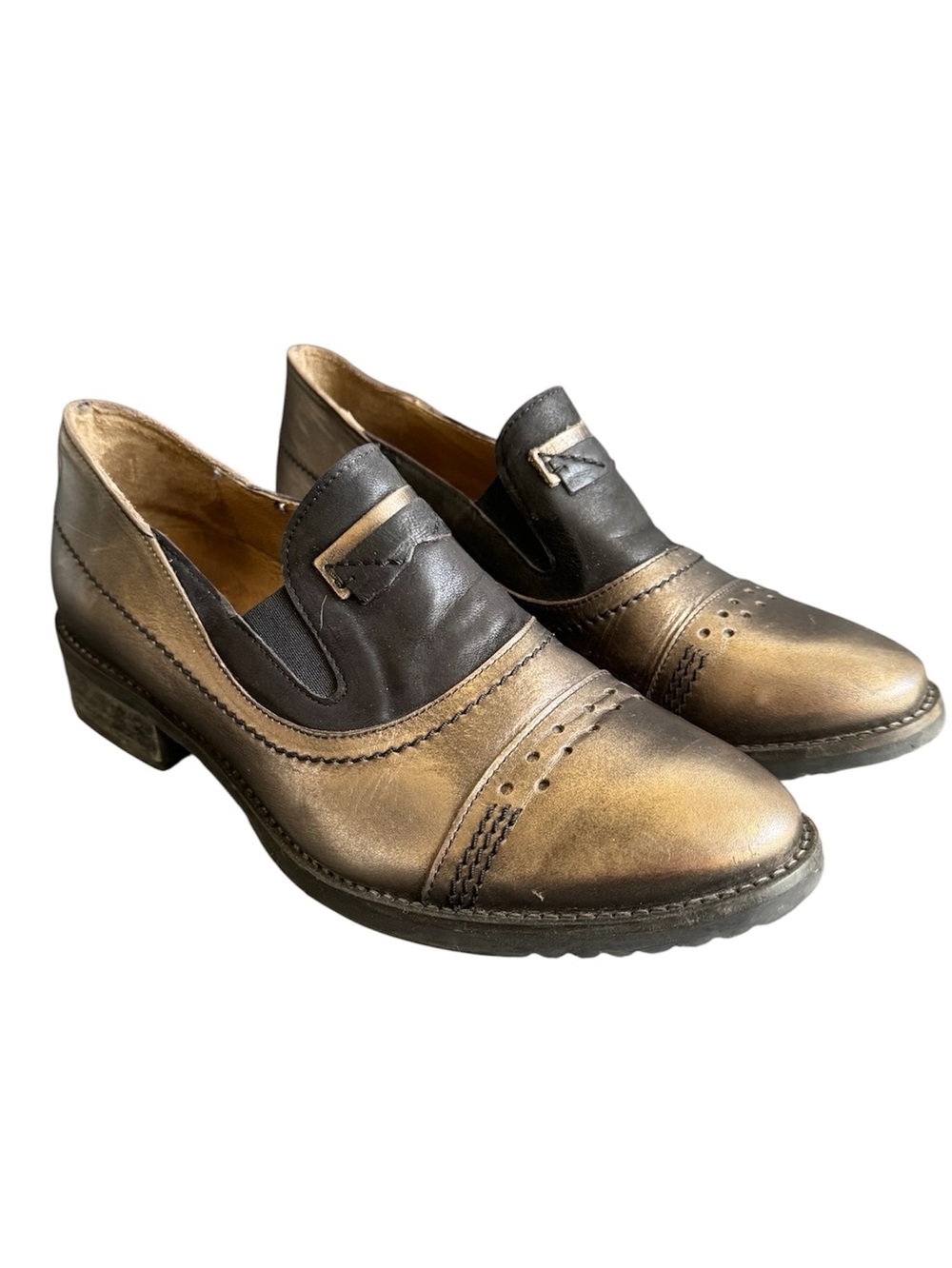 Casta Loafers Metallic Leather Shoes Slip On Vintage Style‎ 39